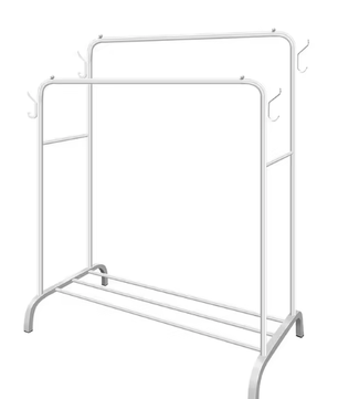 Dubbel Rails Staand Kledingrek – Met Planken voor Schoenen en Accessoires