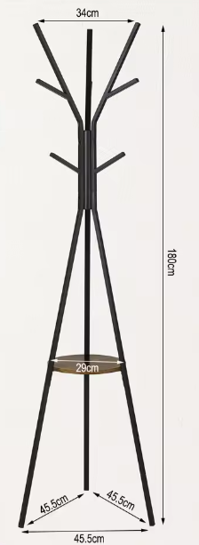 Vrijstaande Hoed & Kleding Display Stand – Boomvormige Kapstok met 9 Haken en Plank