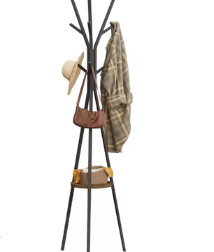 Vrijstaande Hoed & Kleding Display Stand – Boomvormige Kapstok met 9 Haken en Plank