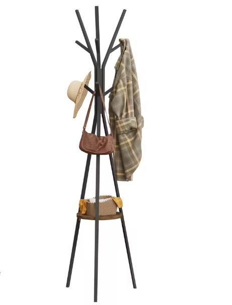 Vrijstaande Hoed & Kleding Display Stand – Boomvormige Kapstok met 9 Haken en Plank