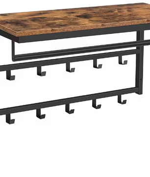 Wandkapstok met Plank – 10 Haken & Staven voor Hal en Woonkamer