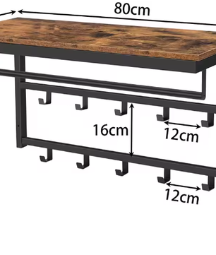 Wandkapstok met Plank – 10 Haken & Staven voor Hal en Woonkamer