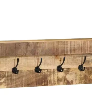 Massief Mangohouten Kledingkast met Metalen Frame en Opbergplank – Stijlvol Kledingrek voor Thuis