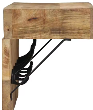 Massief Mangohouten Kledingkast met Metalen Frame en Opbergplank – Stijlvol Kledingrek voor Thuis
