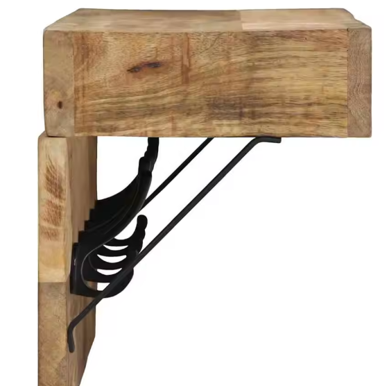 Massief Mangohouten Kledingkast met Metalen Frame en Opbergplank – Stijlvol Kledingrek voor Thuis