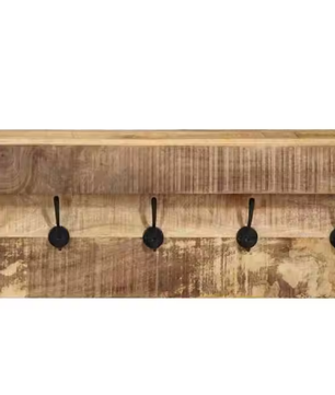 Massief Mangohouten Kledingkast met Metalen Frame en Opbergplank – Stijlvol Kledingrek voor Thuis