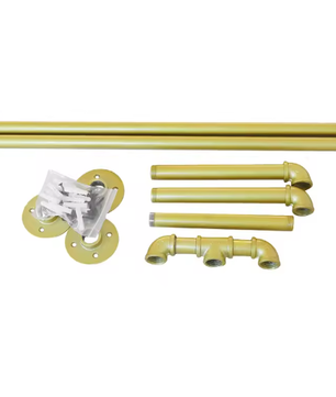 Wandgemonteerd Industrieel Kledingrek – Gouden Metalen Display