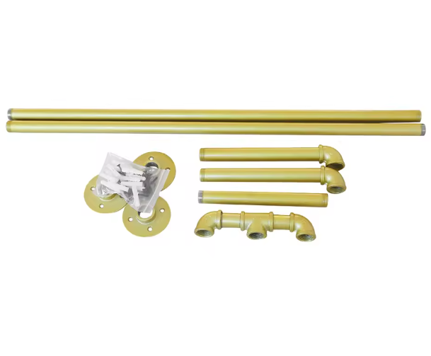 Wandgemonteerd Industrieel Kledingrek – Gouden Metalen Display