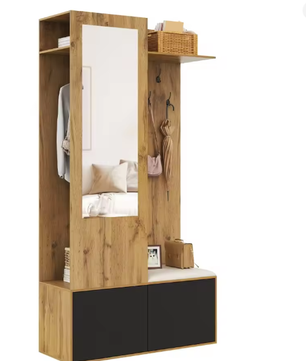 Complete Halmeubelset met Spiegel, Kapstok, Schoenenkast & Zitbank – Modern Ontwerp