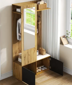 Complete Halmeubelset met Spiegel, Kapstok, Schoenenkast & Zitbank – Modern Ontwerp