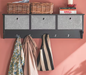 Wandgarderobe met 3 Mandjes en 5 Haken – Compacte Halopberger