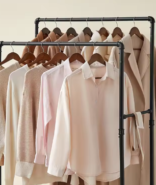 Industriële Jurkenstandaard op Wielen – Met Jurkstangen en Plank