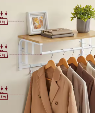 Wandgarderobe Met Plank – Praktische 3-in-1 Opbergoplossing