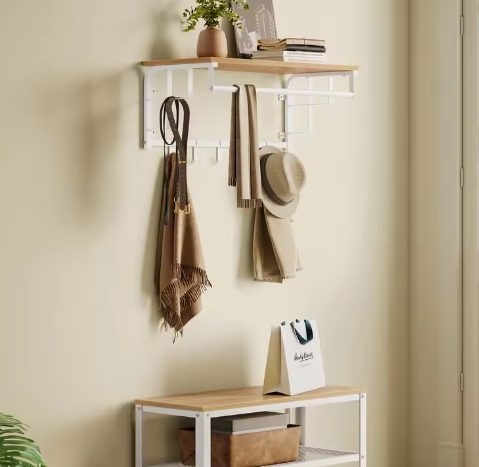 Wandgarderobe Met Plank – Praktische 3-in-1 Opbergoplossing