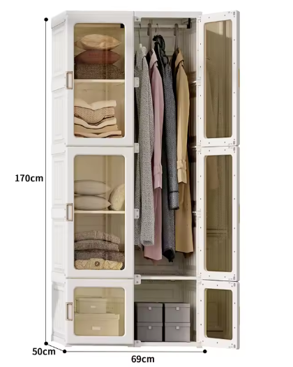 Opvouwbare Kast met 6 Compartimenten en Ophangrail – Praktisch & Modern
