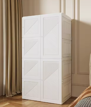 Opvouwbare Kledingkast – 5 Kubussen en 1 Ophangrail voor Slaapkamer