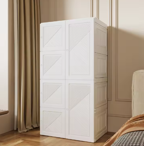 Opvouwbare Kledingkast – 5 Kubussen en 1 Ophangrail voor Slaapkamer