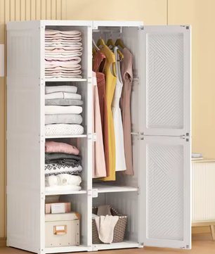 Opvouwbare Kledingkast – 5 Kubussen en 1 Ophangrail voor Slaapkamer