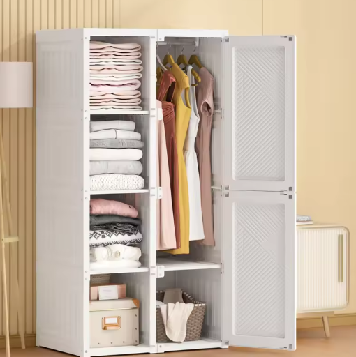 Opvouwbare Kledingkast – 5 Kubussen en 1 Ophangrail voor Slaapkamer