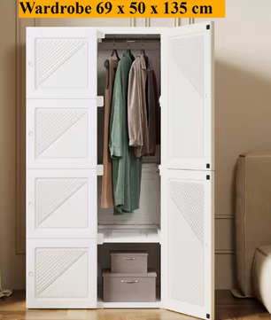 Opvouwbare Kledingkast – 5 Kubussen en 1 Ophangrail voor Slaapkamer