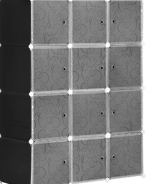 Modulaire Kunststof Kledingkast met 12 Kubussen en Deuren – Flexibele Opbergkast met Hangrail (111×47×145 cm)