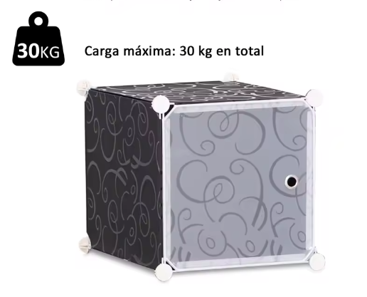 Modulaire Kunststof Kledingkast met 12 Kubussen en Deuren – Flexibele Opbergkast met Hangrail (111×47×145 cm)