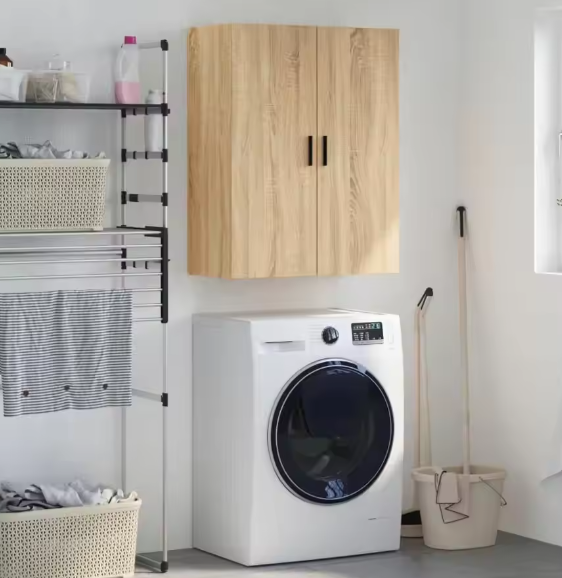 Sonoma Eiken Wandkast met Deuren – Moderne Opbergkast voor Slaapkamer, Woonkamer of Studieruimte (69,5×34×90 cm)