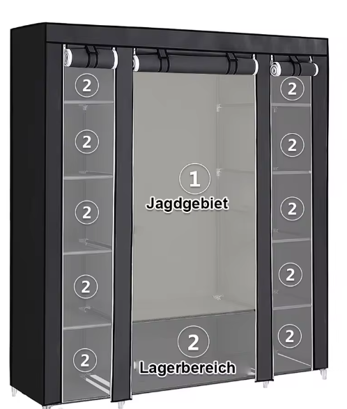 Draagbare Stoffen Garderobekast met Rits – Ruime Kledingkast met Opbergplanken 150×45×175 cm