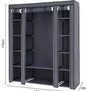Draagbare Stoffen Garderobekast met Rits – Ruime Kledingkast met Opbergplanken 150×45×175 cm