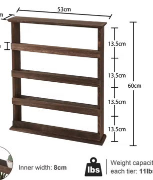 Zwevende Houten Opbergplank – 4-Lagen Kruidenrek voor Wandmontage