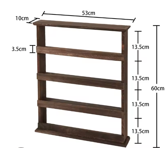 Zwevende Houten Opbergplank – 4-Lagen Kruidenrek voor Wandmontage