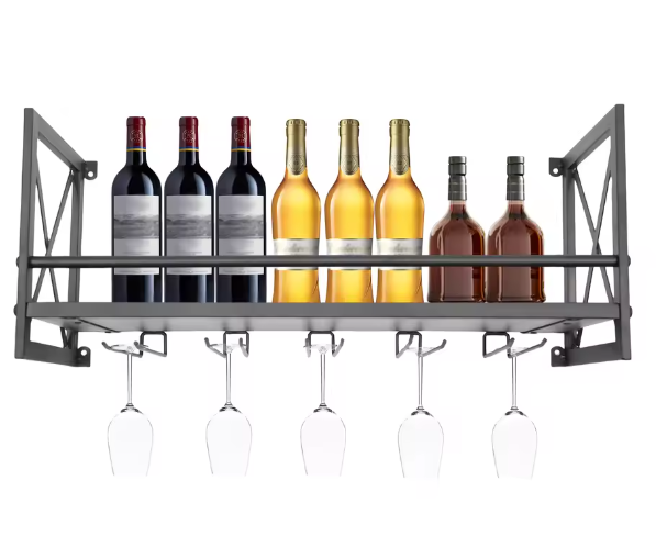 Wandgemonteerd Wijnrek – Industrieel Ontwerp met Hoog Draagvermogen