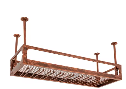 Industriële Vintage Plafonddrijvende Wijnrek – Hoog Draagvermogen voor Wijnflessen en Glazen