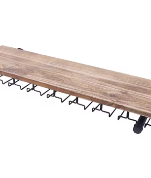 Wandgemonteerd Wijnrek – Rustiek Grenenhout met Glazenopslag