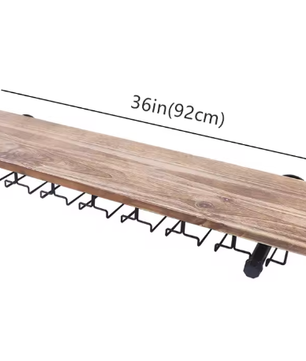 Wandgemonteerd Wijnrek – Rustiek Grenenhout met Glazenopslag