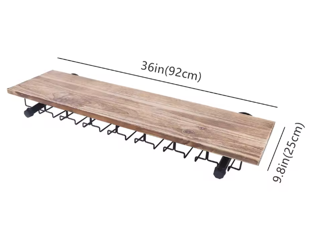 Wandgemonteerd Wijnrek – Rustiek Grenenhout met Glazenopslag