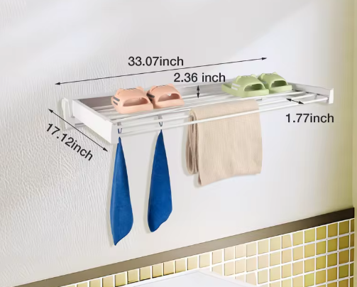 Opvouwbaar Wanddroogrek – 7 Droogstangen voor Kleding