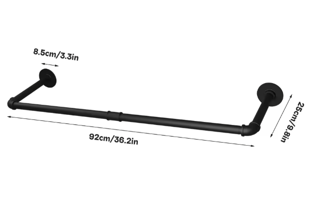 Industriële Wandkledingrekken – Metalen Pijp, Ruimtebesparend, 92 cm