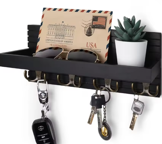 Houten Sleutelhouder en Wandpostorganisator – Rustiek & Functioneel