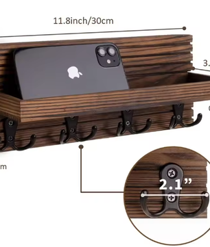 Houten Sleutelhouder en Wandpostorganisator – Rustiek & Functioneel