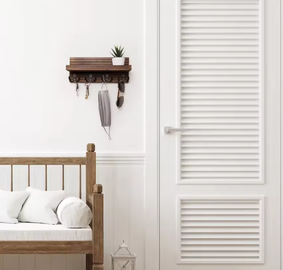 Houten Sleutelhouder en Wandpostorganisator – Rustiek & Functioneel