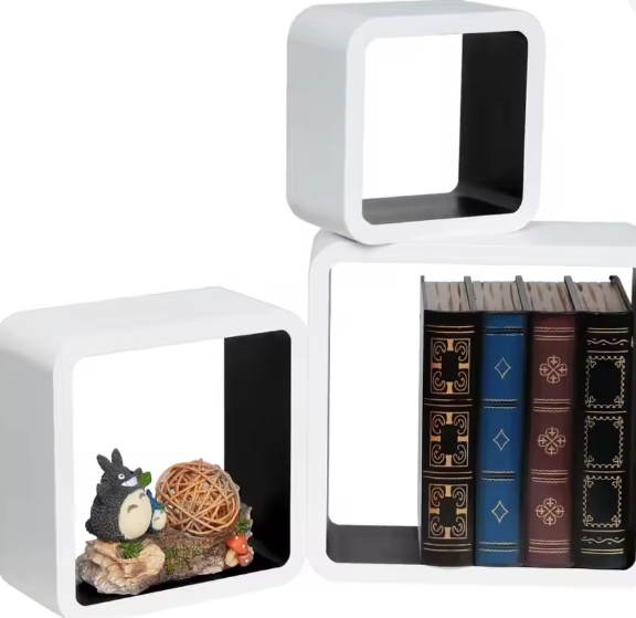 3-delige Houten Drijvende Wandplanken – CD, DVD & Boek Organizer