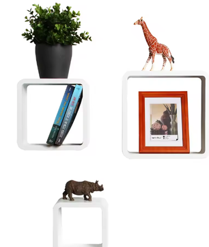 3-delige Houten Drijvende Wandplanken – CD, DVD & Boek Organizer