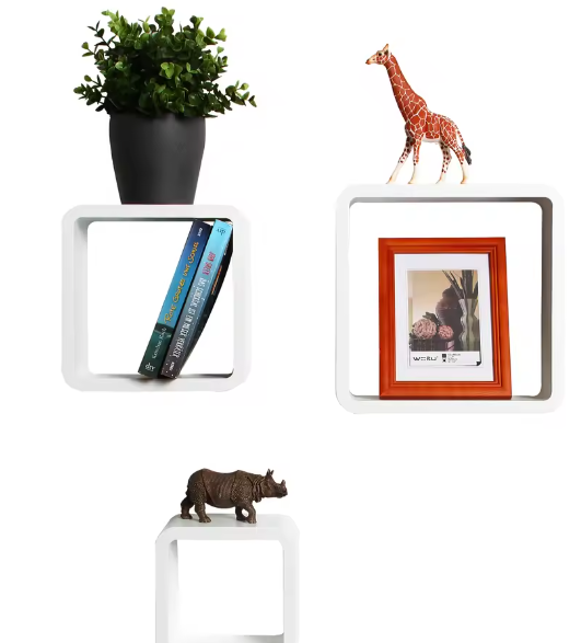 3-delige Houten Drijvende Wandplanken – CD, DVD & Boek Organizer