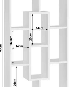 Witte Zwevende Wandplank met 8 Vakken – Moderne Boekenkast & Organizer 85×48×16 cm