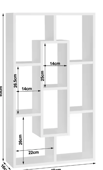 Witte Zwevende Wandplank met 8 Vakken – Moderne Boekenkast & Organizer 85×48×16 cm