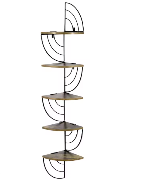 Hoek Wandplank met Zigzag Ontwerp – 5-Lagen Zwevende Plank voor Boeken, Planten & Decoratie