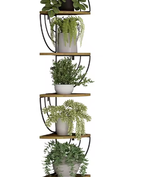 Hoek Wandplank met Zigzag Ontwerp – 5-Lagen Zwevende Plank voor Boeken, Planten & Decoratie