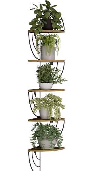 Hoek Wandplank met Zigzag Ontwerp – 5-Lagen Zwevende Plank voor Boeken, Planten & Decoratie