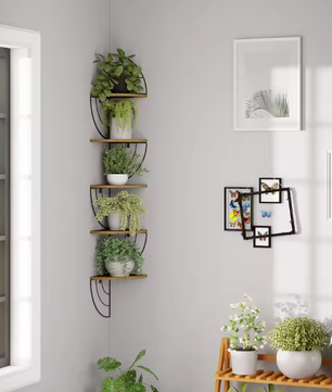 Hoek Wandplank met Zigzag Ontwerp – 5-Lagen Zwevende Plank voor Boeken, Planten & Decoratie